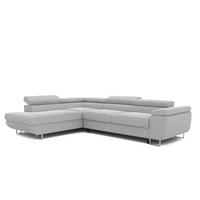 ECKSOFA ANTON mit Schlaffunktion und Bettkasten Hellgrau - Hellgrau, Holzwerkstoff/Kunststoff (274/203cm) - Idohome