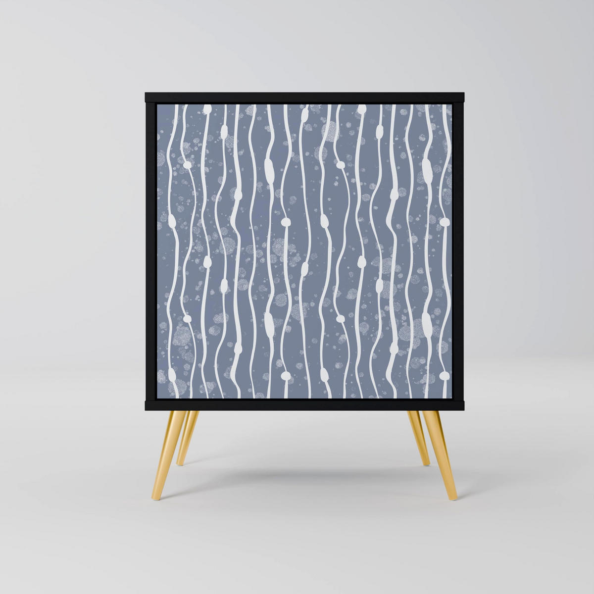 SIDEBOARD GRAPHITE RAIN, Schwarz, 57,5x42x72,5 cm, Schwarze Metallfüße - Multicolor/Schwarz, Holzwerkstoff/Metall (57.5/72.5/42cm) - SpaceRebels