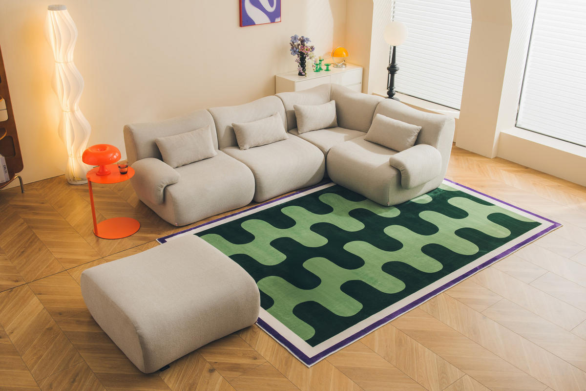 ECKSOFA Bouclé-Stoff Steinbeige - Greige, Textil (269/190cm) - MILYsofa