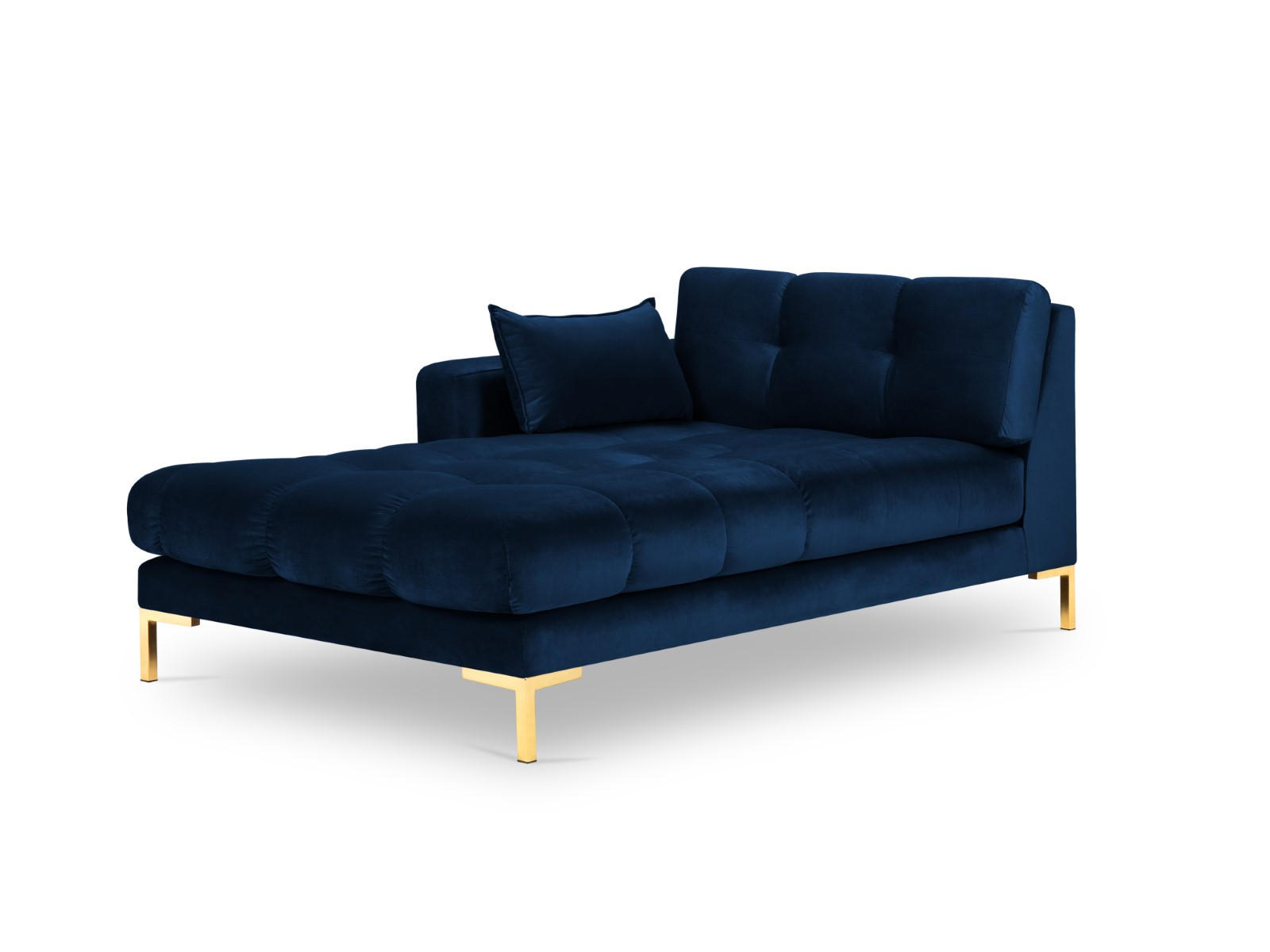 CHAISELONGUE links Mamaia aus Samt königsblau - Blau, Textil (102/75/185cm) - Micadoni