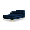 CHAISELONGUE links Mamaia aus Samt königsblau - Blau, Textil (102/75/185cm) - Micadoni