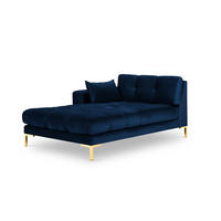 CHAISELONGUE links Mamaia aus Samt königsblau - Blau, Textil (102/75/185cm) - Micadoni