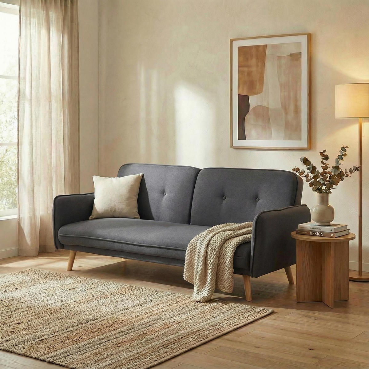 SCHLAFSOFA Anthrazit - Anthrazit, Textil (185/78/85cm) - MCW
