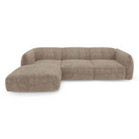 ECKSOFA LINKS Rastervelours Beige 272cm - Taupe, Textil (165/272cm) - Sia Home