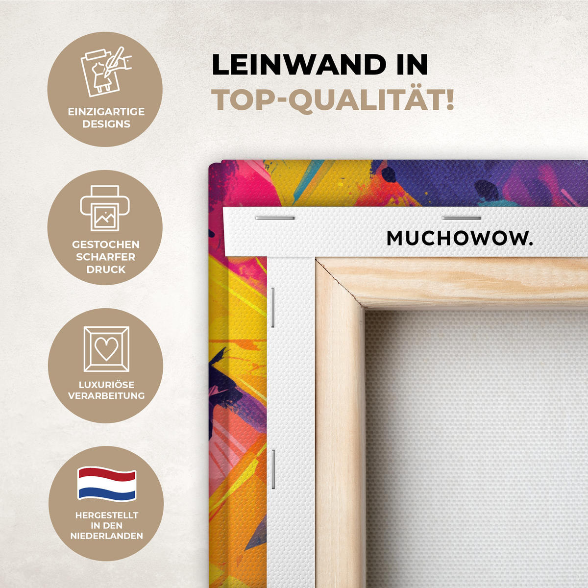 LEINWANDBILD Abstrakt - Formen - Farbenfroh Wandbild 40x30 cm - Magenta, Textil (40/30cm) - MuchoWow