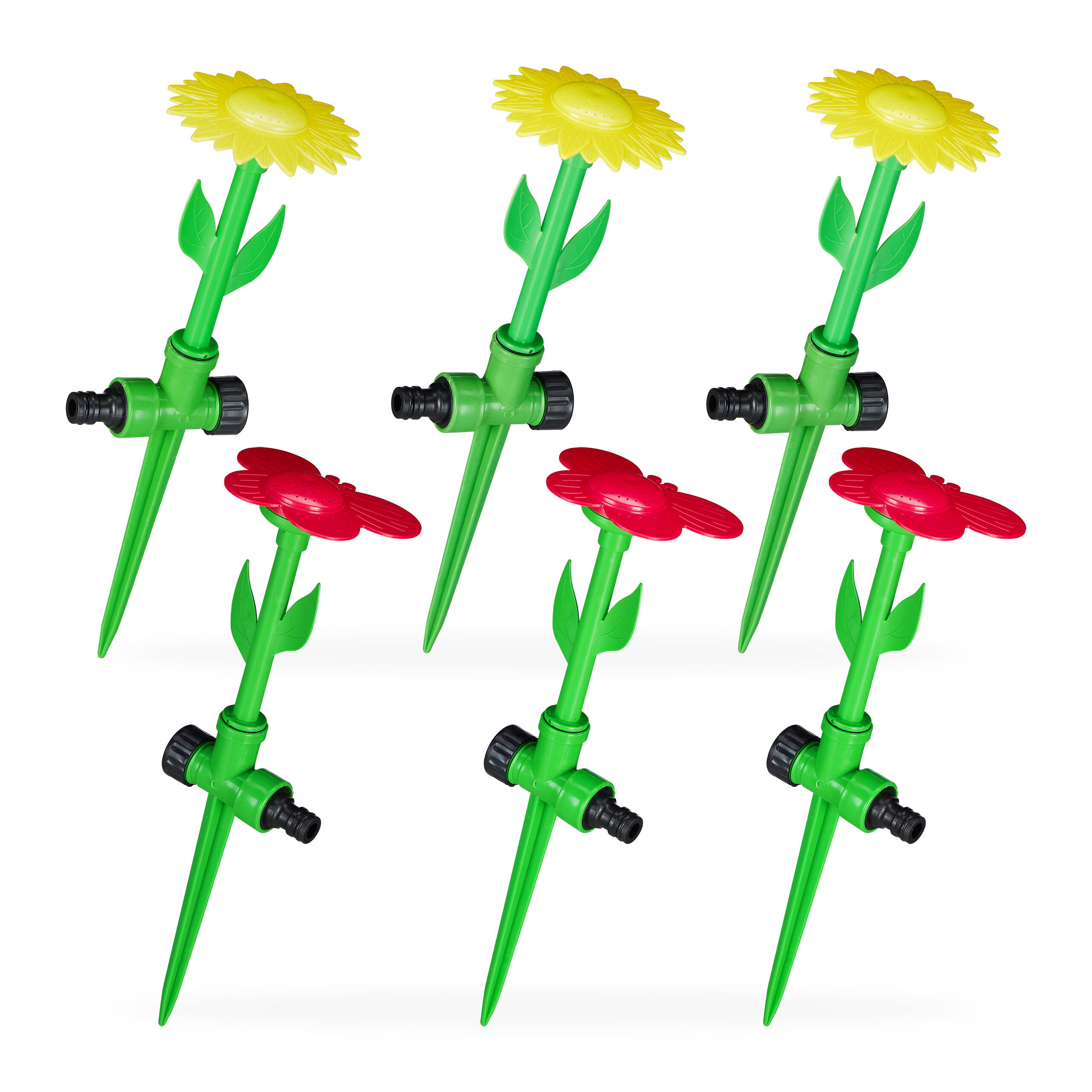 6XSPRINKLERBLUME - Multicolor, Kunststoff (10/34/10cm) - Relaxdays