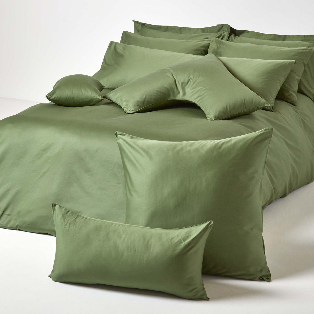 BIO-KISSENBEZUG Satin, Fadendichte 400 - Grün, Textil (40/80cm) - Homescapes