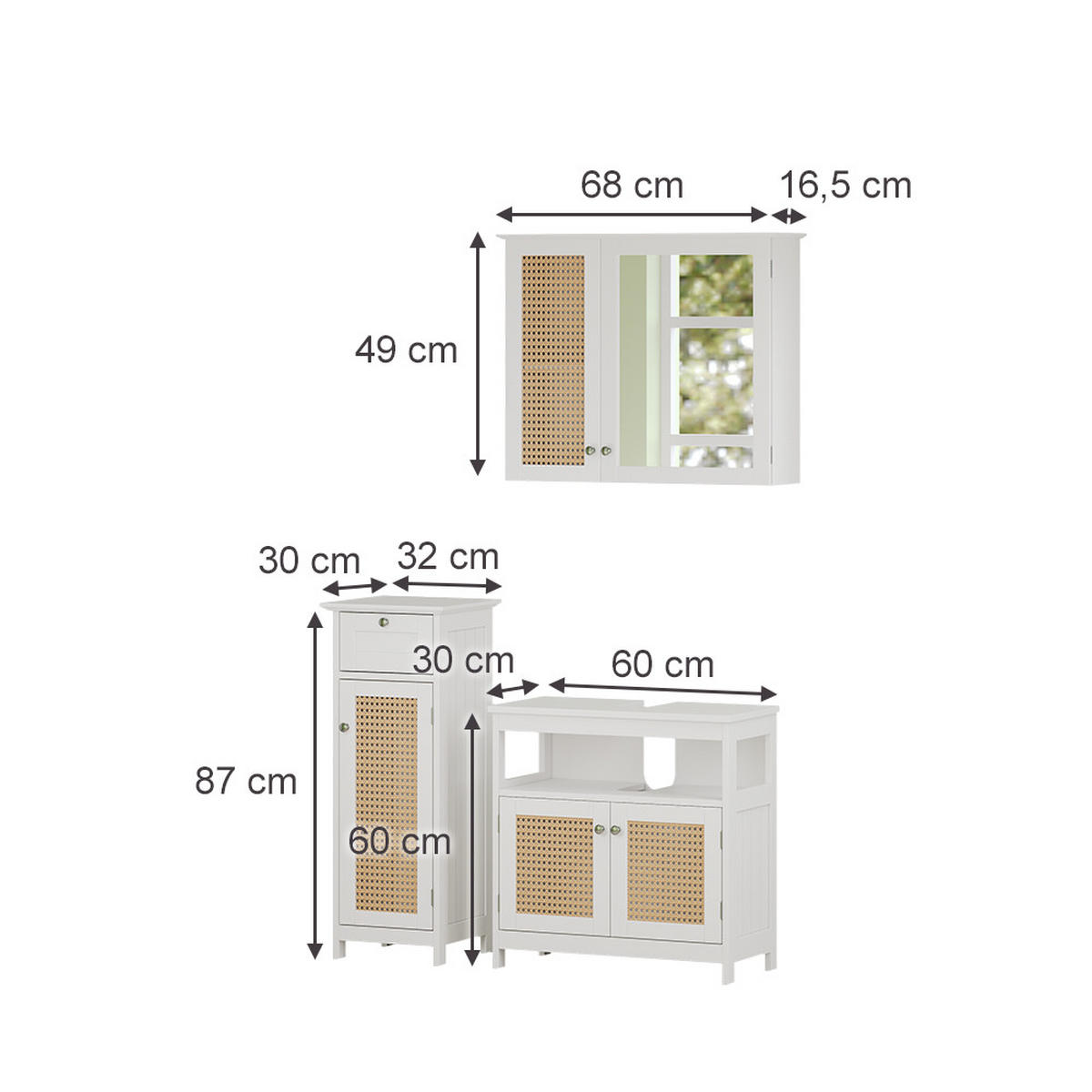 BADMÖBEL-SET Rosario Weiß 3 Teile, mit Midischrank - Weiß, Holzwerkstoff (60/60/30cm) - Vicco
