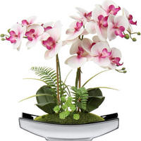 KUNSTBLUMEN Orchidee Phalaenopsis Bonsai 38 cm Rosa Silbertopf - Rosa, Kunststoff (38cm)