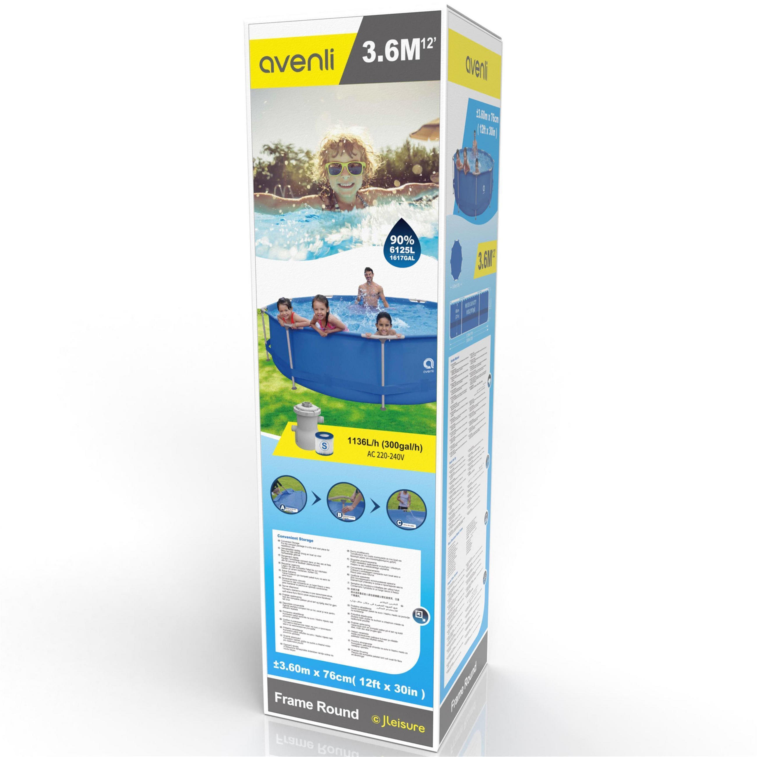 POOL Komplettset Framepool rund 360 x 76 cm blau mit Filterpumpe - Blau, Kunststoff (360/76/360cm) - Avenli