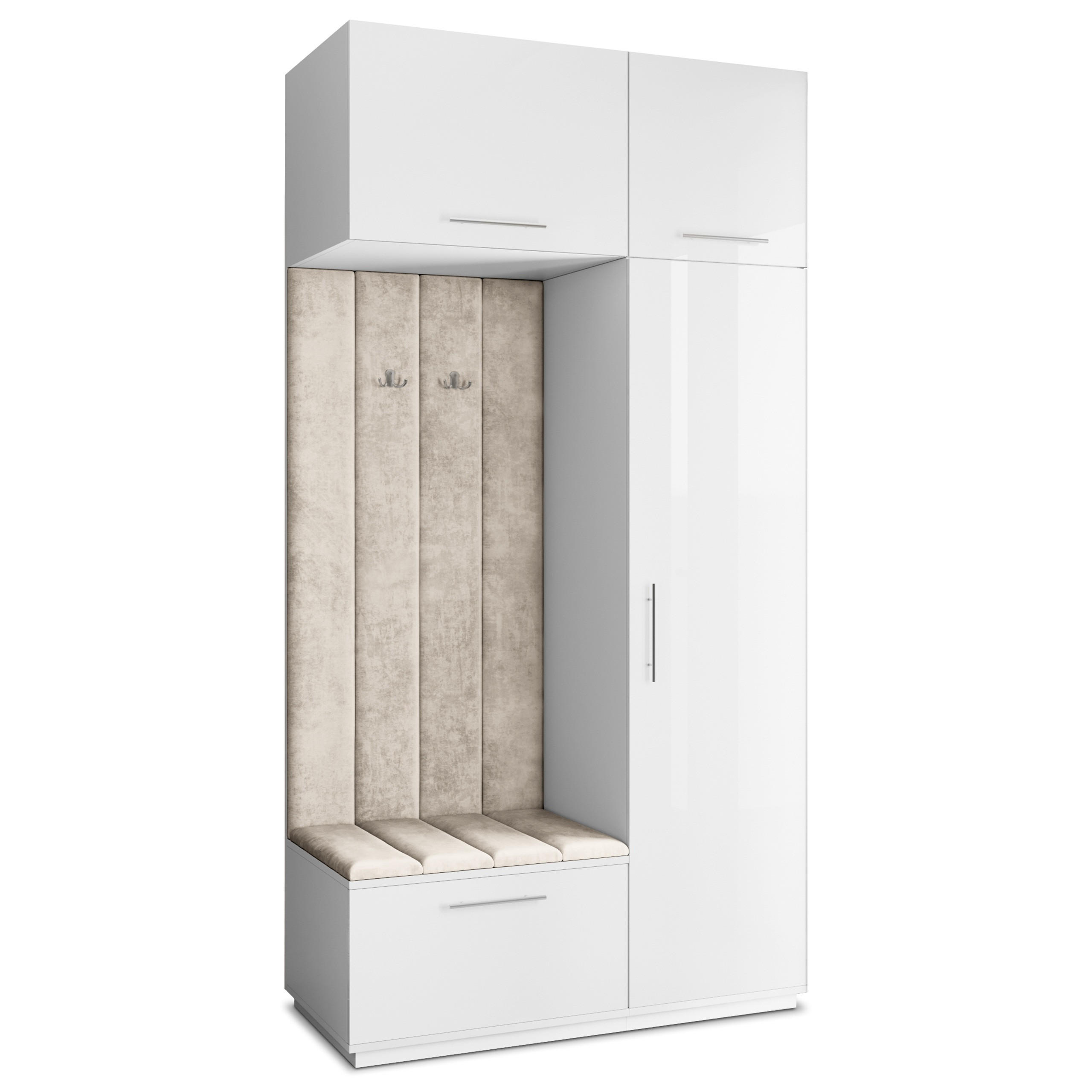 Masseno Garderobenschrank Weiß, Beige 120x240x60 cm