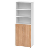 KOMBISCHRANK - 3 plus 3 Ordnerhöhen 42/80/215,6 cm in Weiß/Nussbaumfarben - Nussbaumfarben/Weiß, Holzwerkstoff (80/215.6/42cm) - bümö