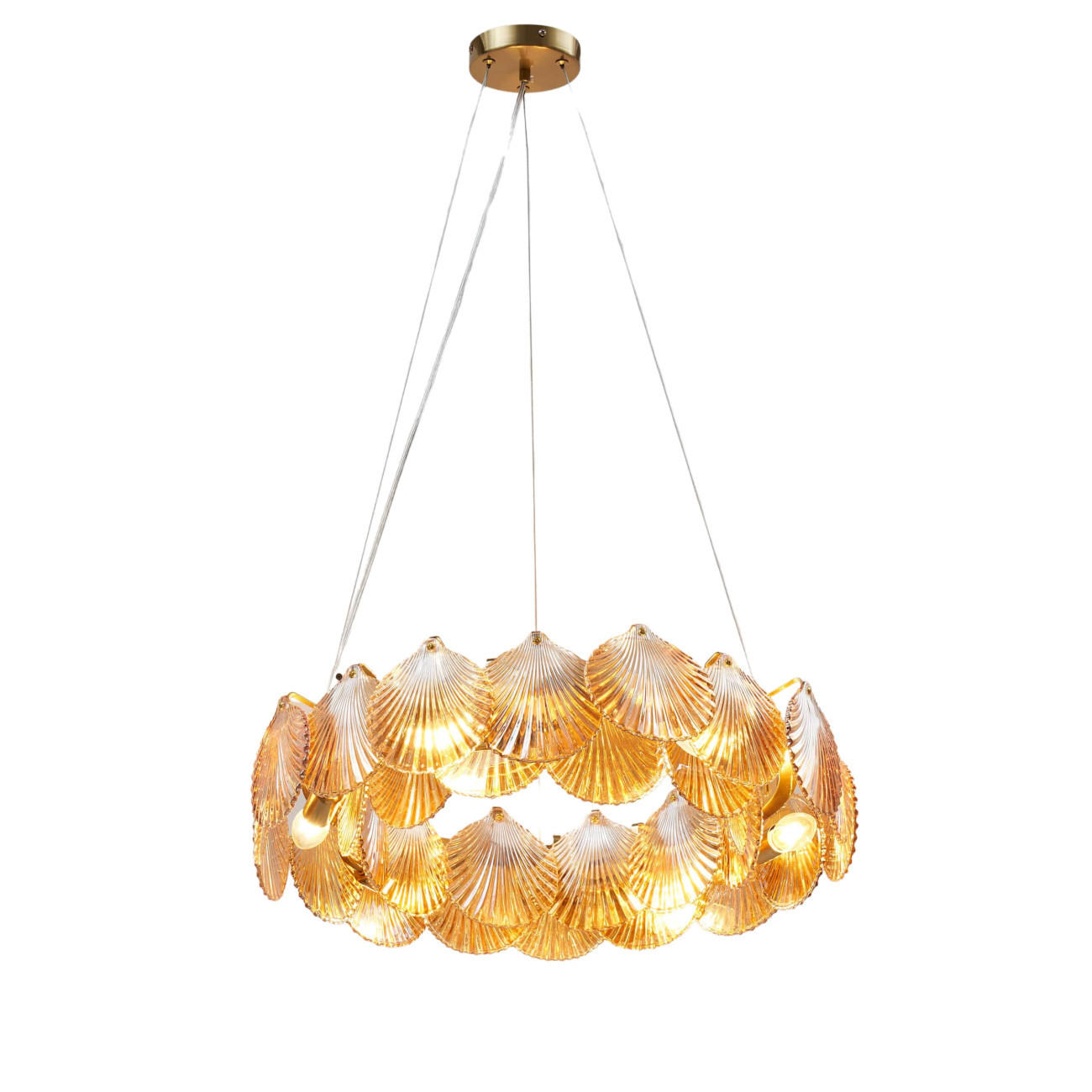 HÄNGELEUCHTE Amanda, Bernstein und Messing, 25cm - Goldfarben, Glas (25/60/25cm) - KOSILUM