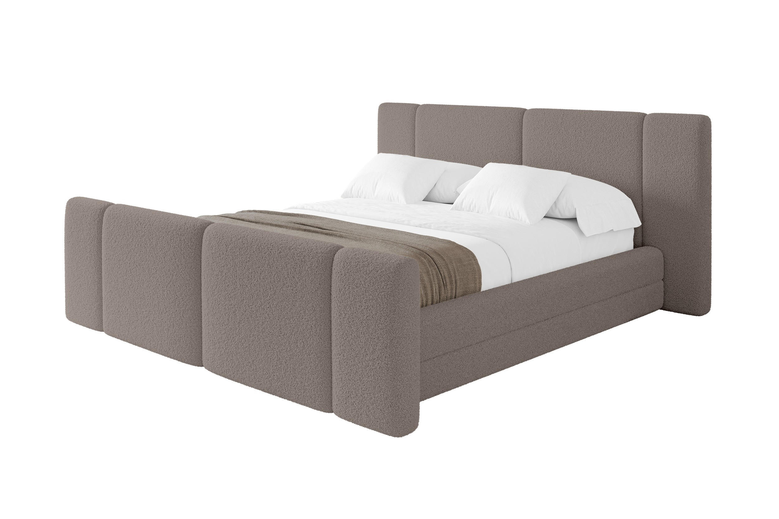 POLSTERBETT mit Bettkasten, Fußteil und Lattenrost, Boxbett ohne Matratze - TEVO-Z 140x200 Braun - Braun, Holzwerkstoff/Textil (140/200cm) - ALTDECOR