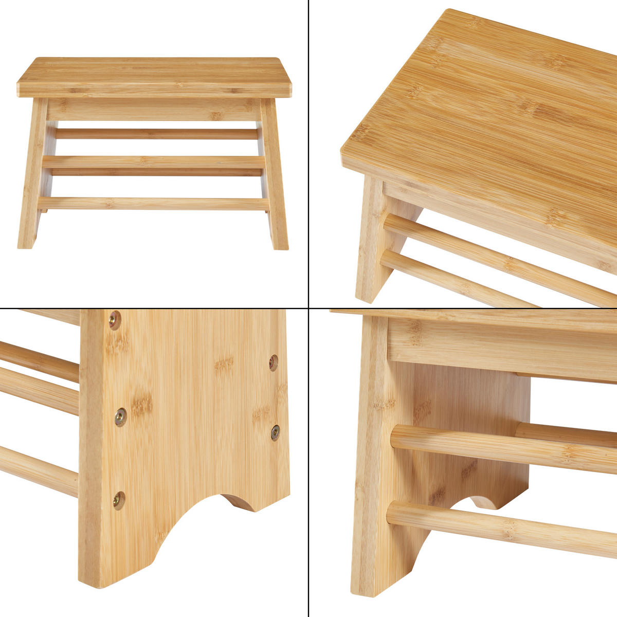 TRITTHOCKER Ryslinge - Naturfarben, Holz (33/20/21.5cm) - [en.casa]