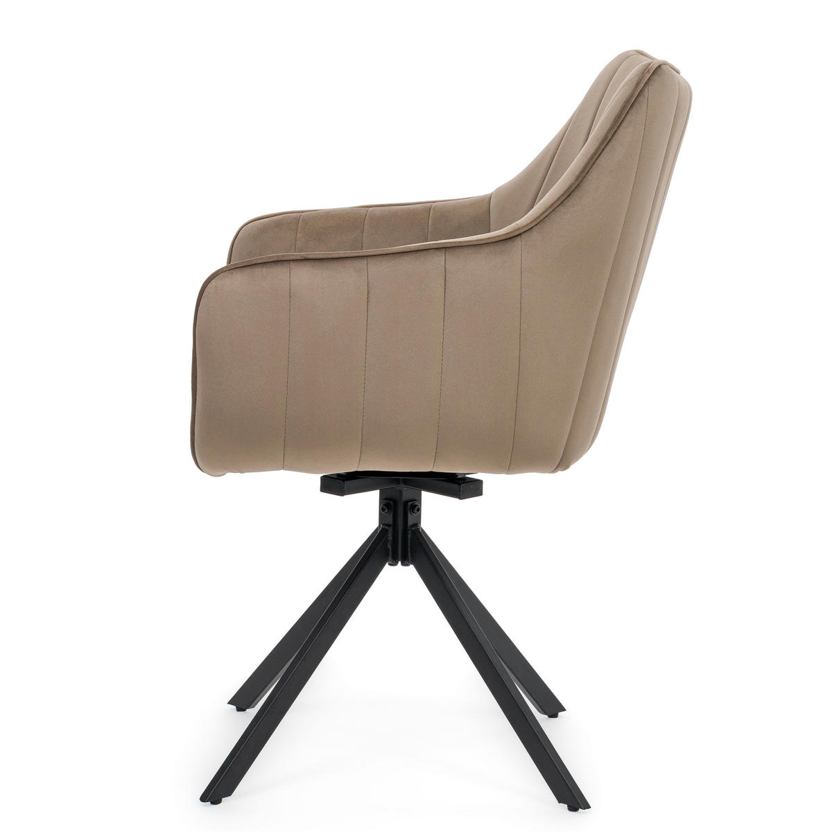 STUHL PIANO drehbar gepolsterter mit Steppung - dunkelbeige - Velour - Beige/Schwarz, Textil/Metall (59/88/61cm) - NEW HOME