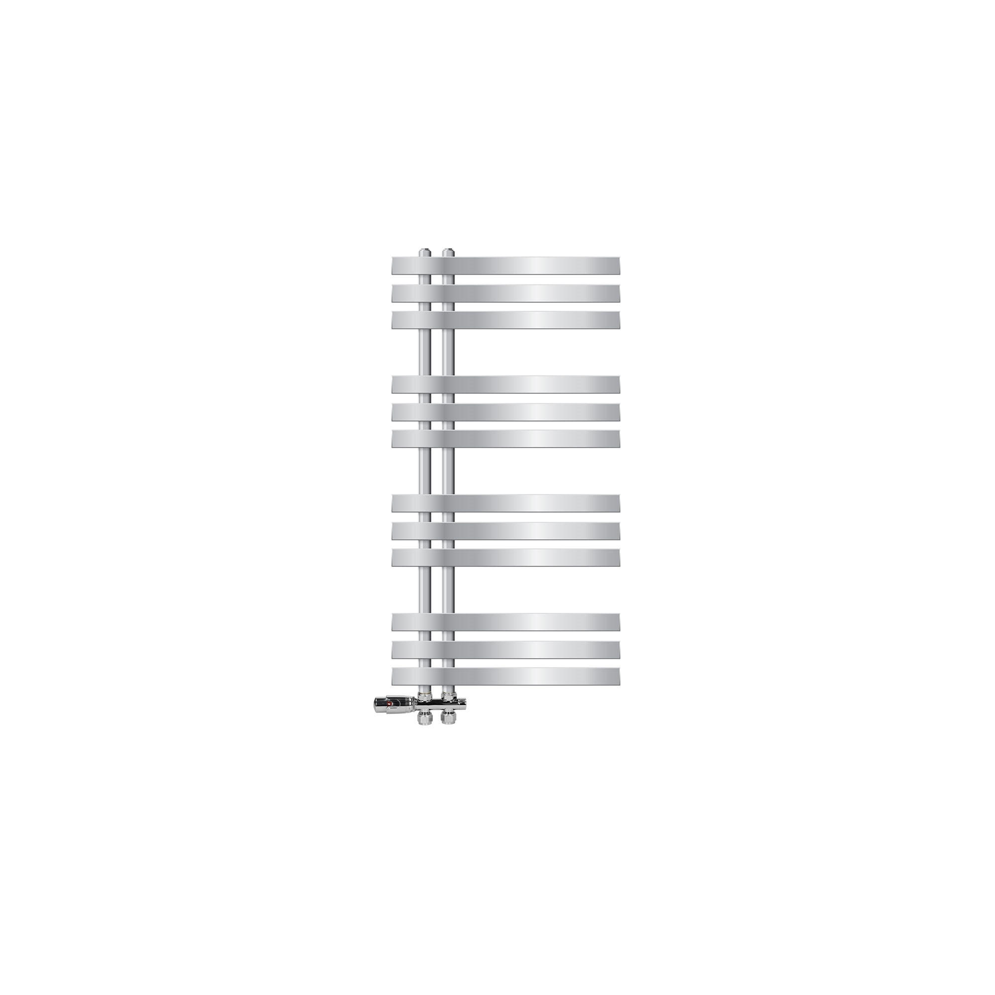BADHEIZKÖRPER Iron EM 500x1000 mm Chrome mit Ventil Durchgang - Chromfarben, Metall (50/100/3cm) - LuxeBath