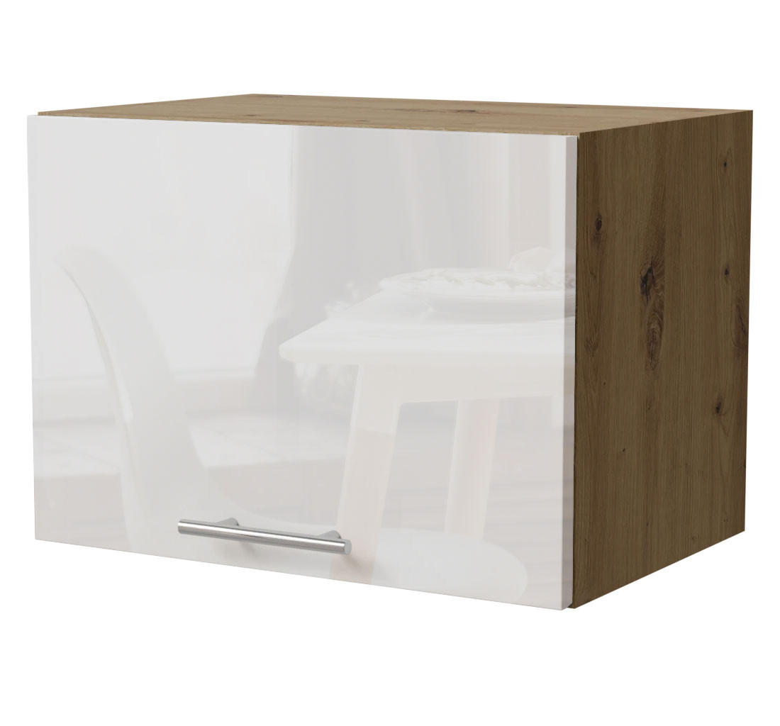 Feldmann-Wohnen Klapphängeschrank Weiß Hochglanz, Eiche Artisan 50x36x32.5 cm