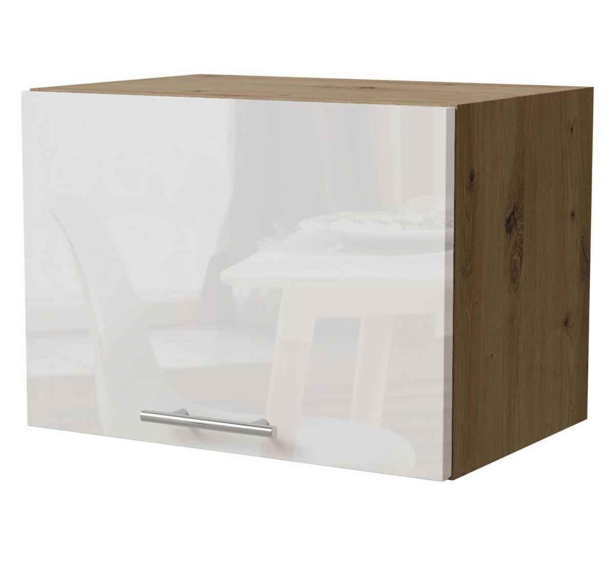 KLAPPHÄNGESCHRANK Essen W4B/50 Weiß Hochglanz / Eiche Artisan Matt 50 / 32,5 / 36cm - Weiß Hochglanz/Eiche Artisan, Holz/Holzwerkstoff (50/36/32.5cm) - Feldmann-Wohnen