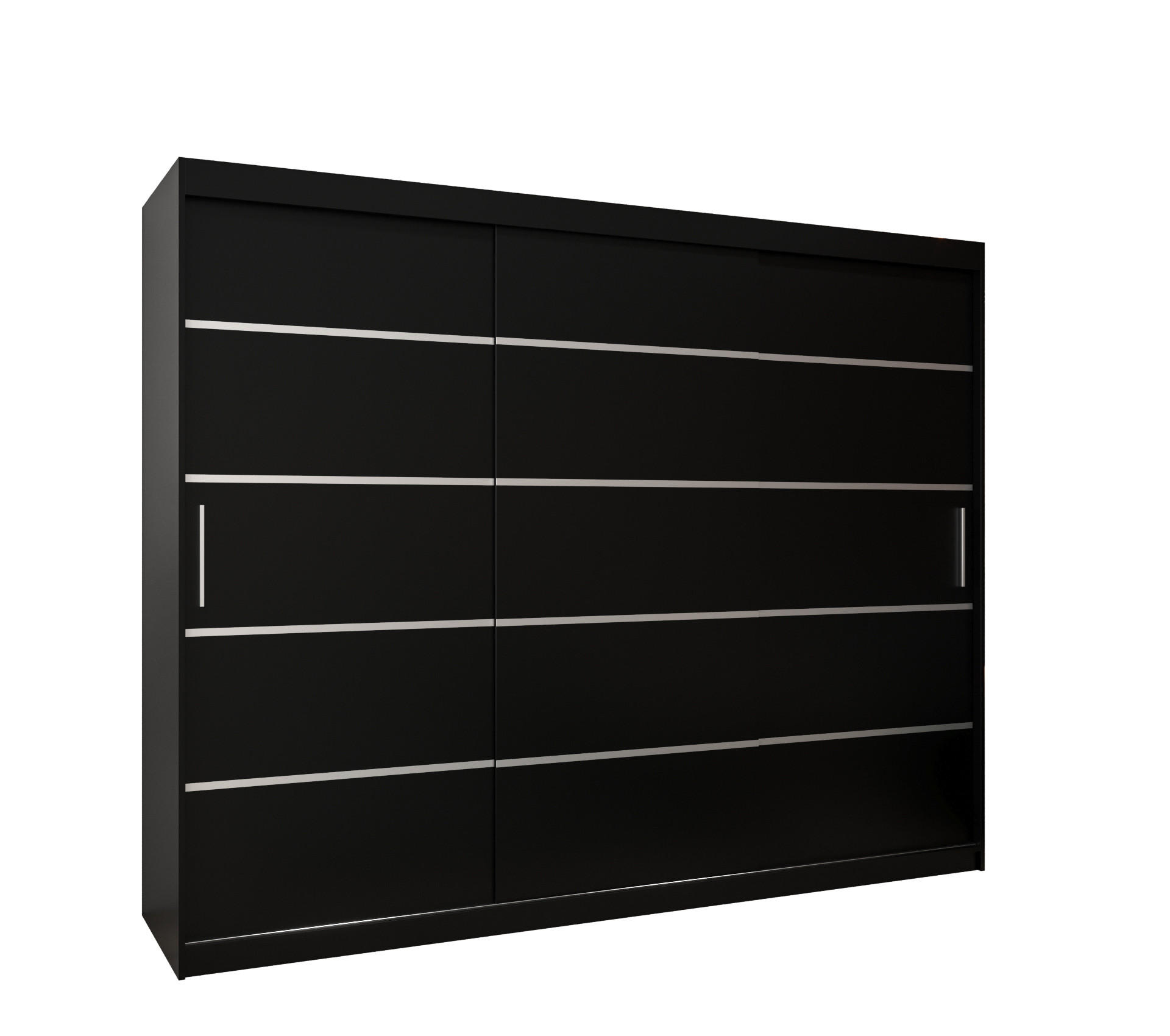 Möbel Kryspol Schwebetürenschrank Schwarz, Silber 250x200x62 cm