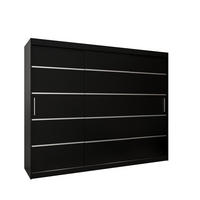 SCHWEBETÜRENSCHRANK 200/250/62 3-türig - Silberfarben/Schwarz, Holz/Kunststoff (250/200/62cm) - MÖBEL KRYSPOL