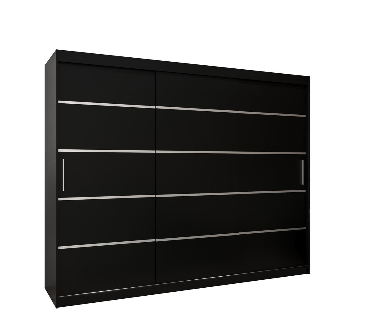 SCHWEBETÜRENSCHRANK 200/250/62 3-türig - Silberfarben/Schwarz, Holz/Kunststoff (250/200/62cm) - MÖBEL KRYSPOL