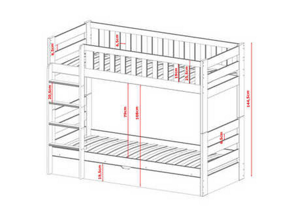 ETAGENBETT WEIß - Weiß, Holz (90/200cm) - FURNLUX