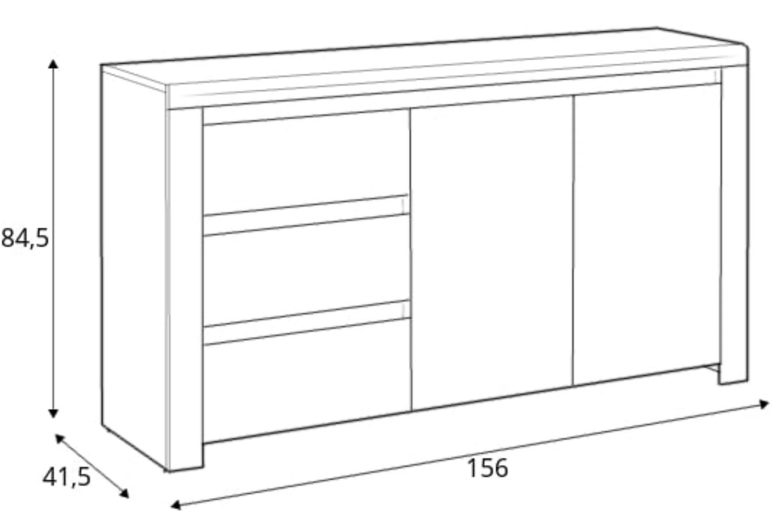 Thumbnail - Konsimo® Kommode, Weiß, Eiche Wotan, Holz, Rechteckig, 156x85x42 cm, Hergestellt in Europa, Wohnzimmer, Kommoden & Sideb...