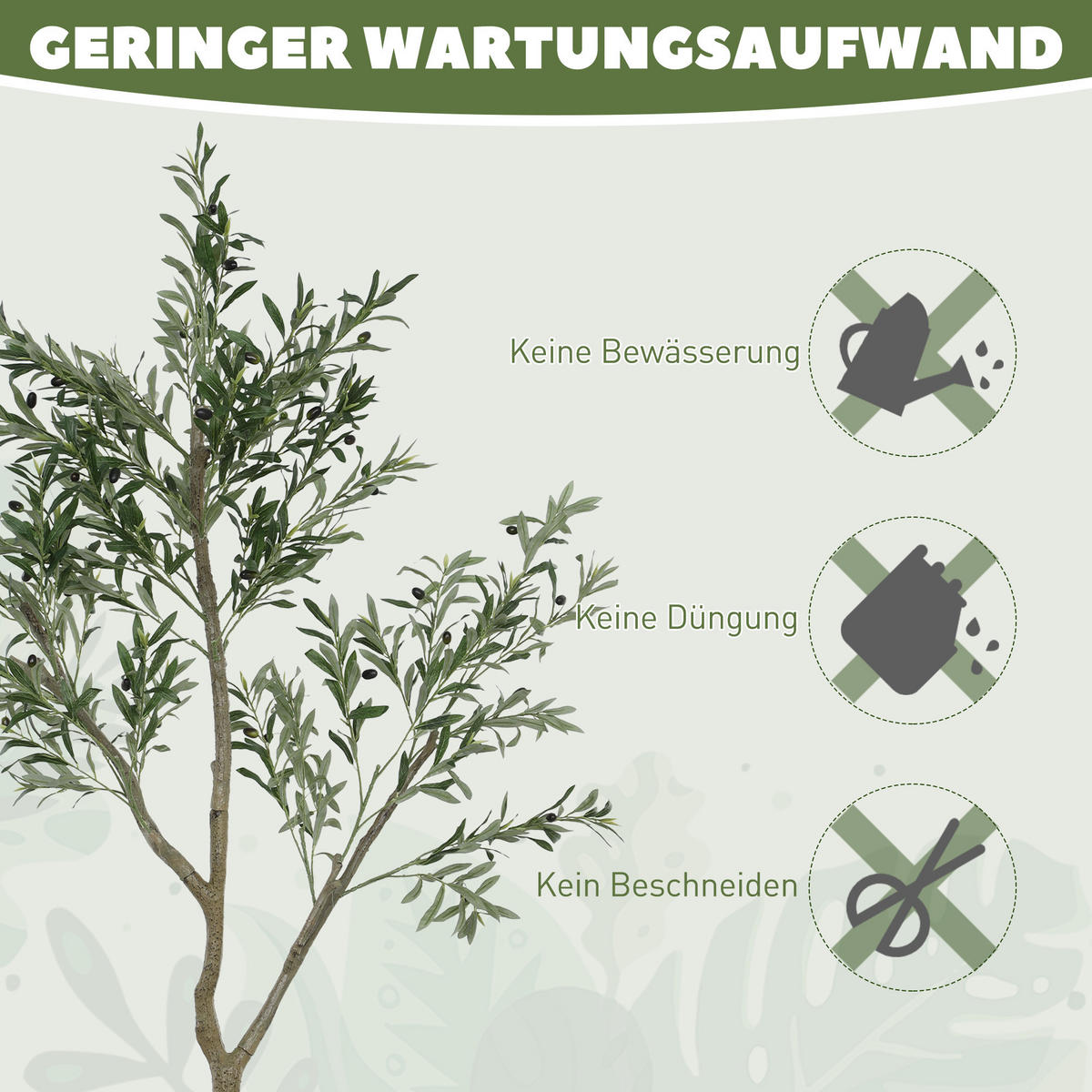 KÜNSTLICHER Olivenbaum groß 180 cm - Grün, Kunststoff (180cm) - HOMCOM