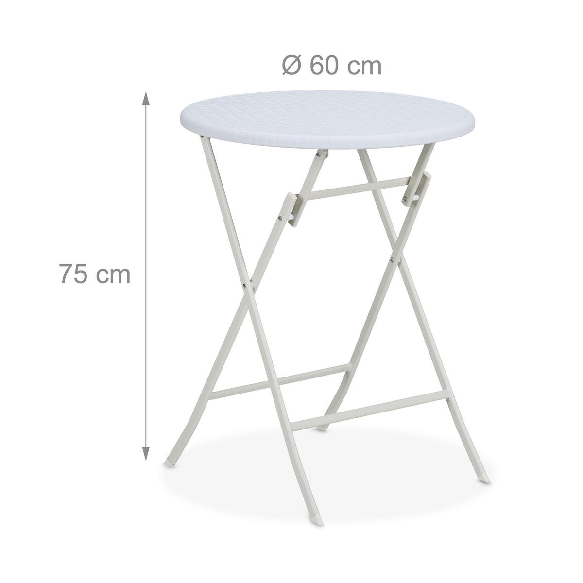 GARTENTISCH - Weiß, Kunststoff/Metall (60/60/75cm) - Relaxdays