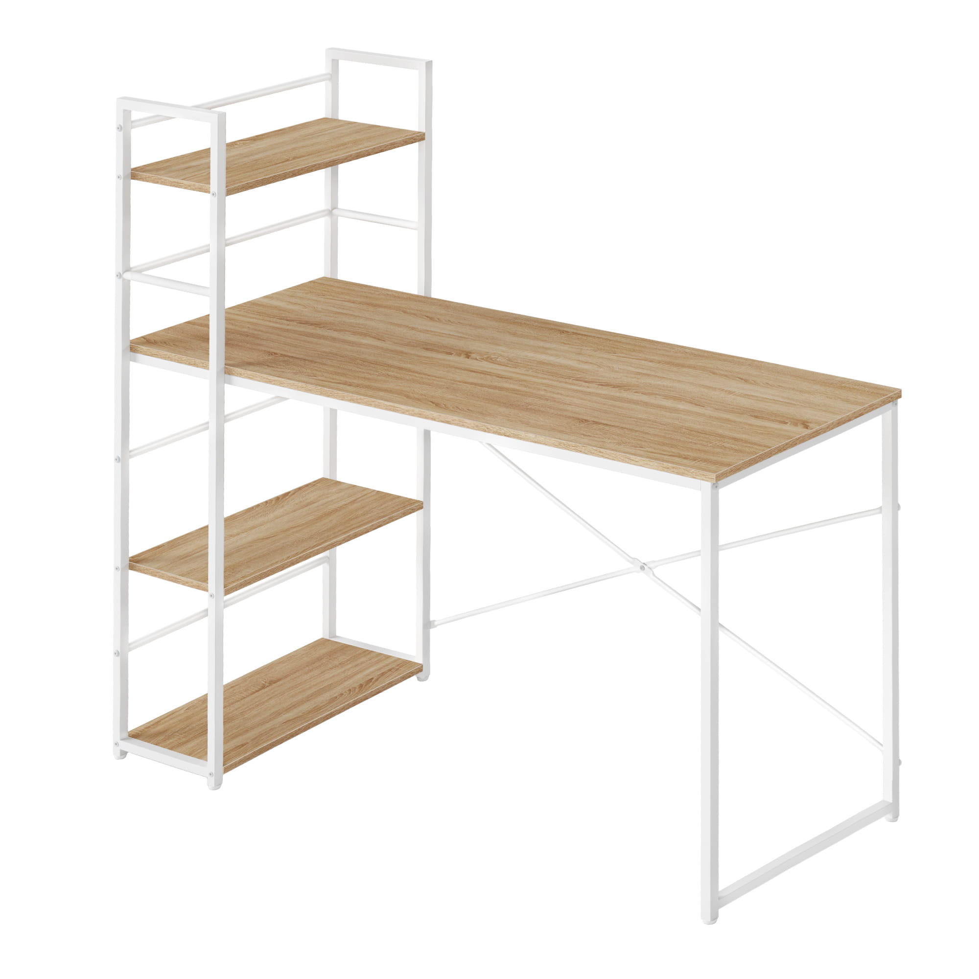 COMPUTERSCHREIBTISCH mit regal, sonoma-eiche/weiß - Weiß, Holzwerkstoff (44/120/120cm) - A2A Home
