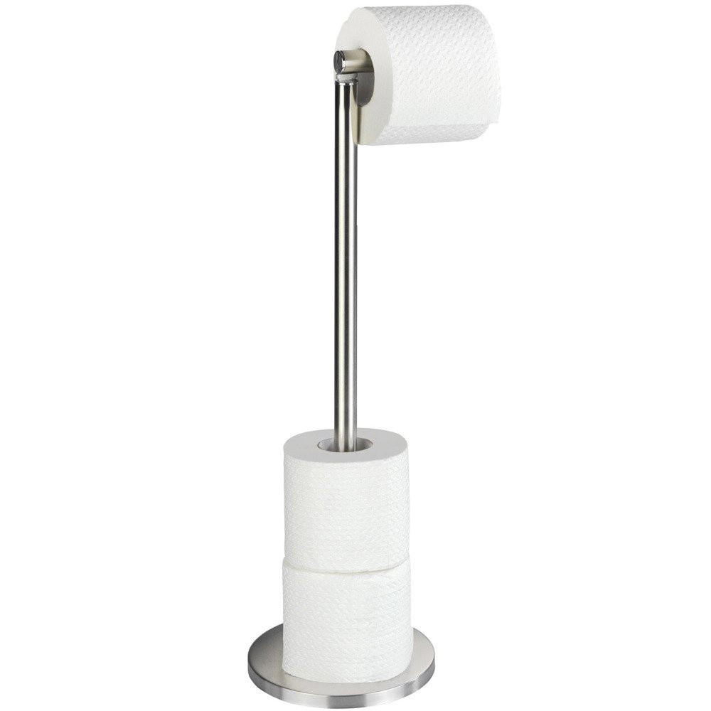 TOILETTENPAPIER-BADEZIMMERSTÄNDER Design mit Griff 17/21/55 cm - Silberfarben, Metall (21/55/17cm) - Wenko