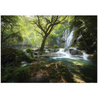 FOTOTAPETE Wald Wasserfall Grün 400x280 cm - Multicolor, Papier (400/280cm) - Wallarena