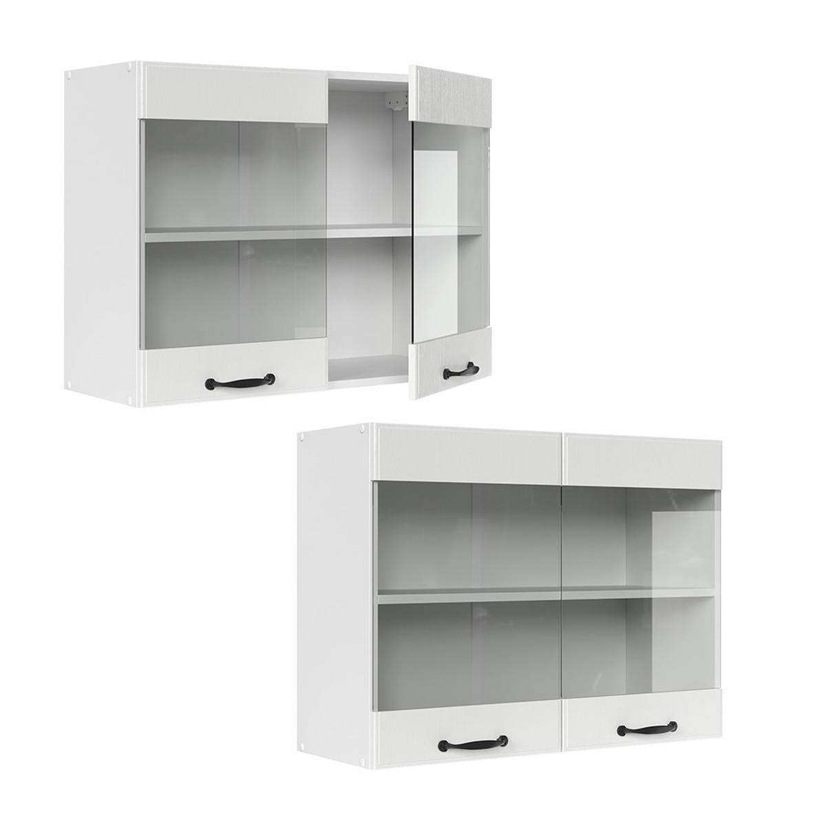 KÜCHENGLASSCHRANK R-Line Weiß Landhaus 80 cm - Weiß, Holzwerkstoff (80/60/31cm) - Vicco