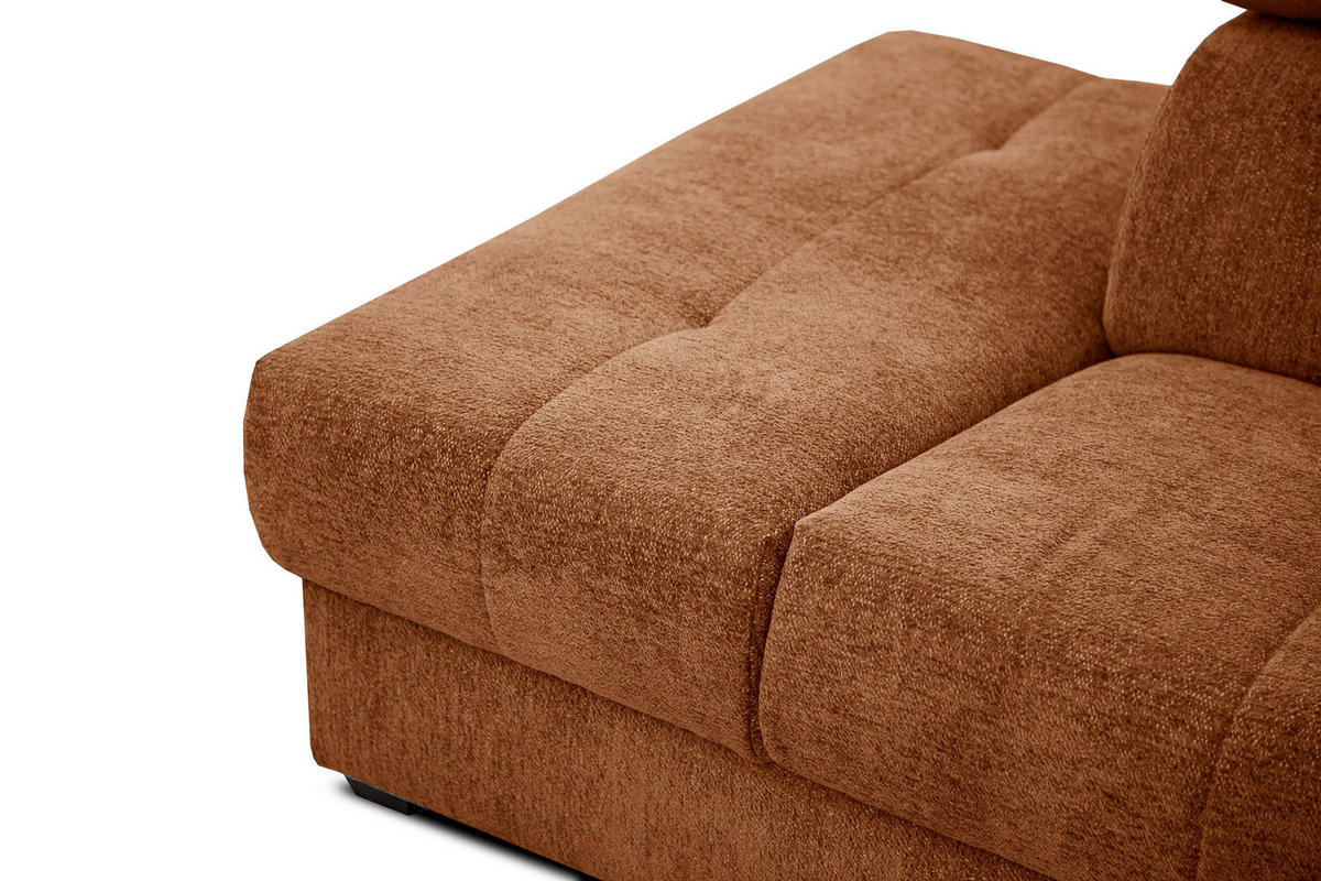 ECKSOFA CALVERA 5-Sitzer mit 1 Relaxfunktion, dunkelorange - Dunkelorange, Holzwerkstoff/Textil (239/298cm) - Courtois Laville