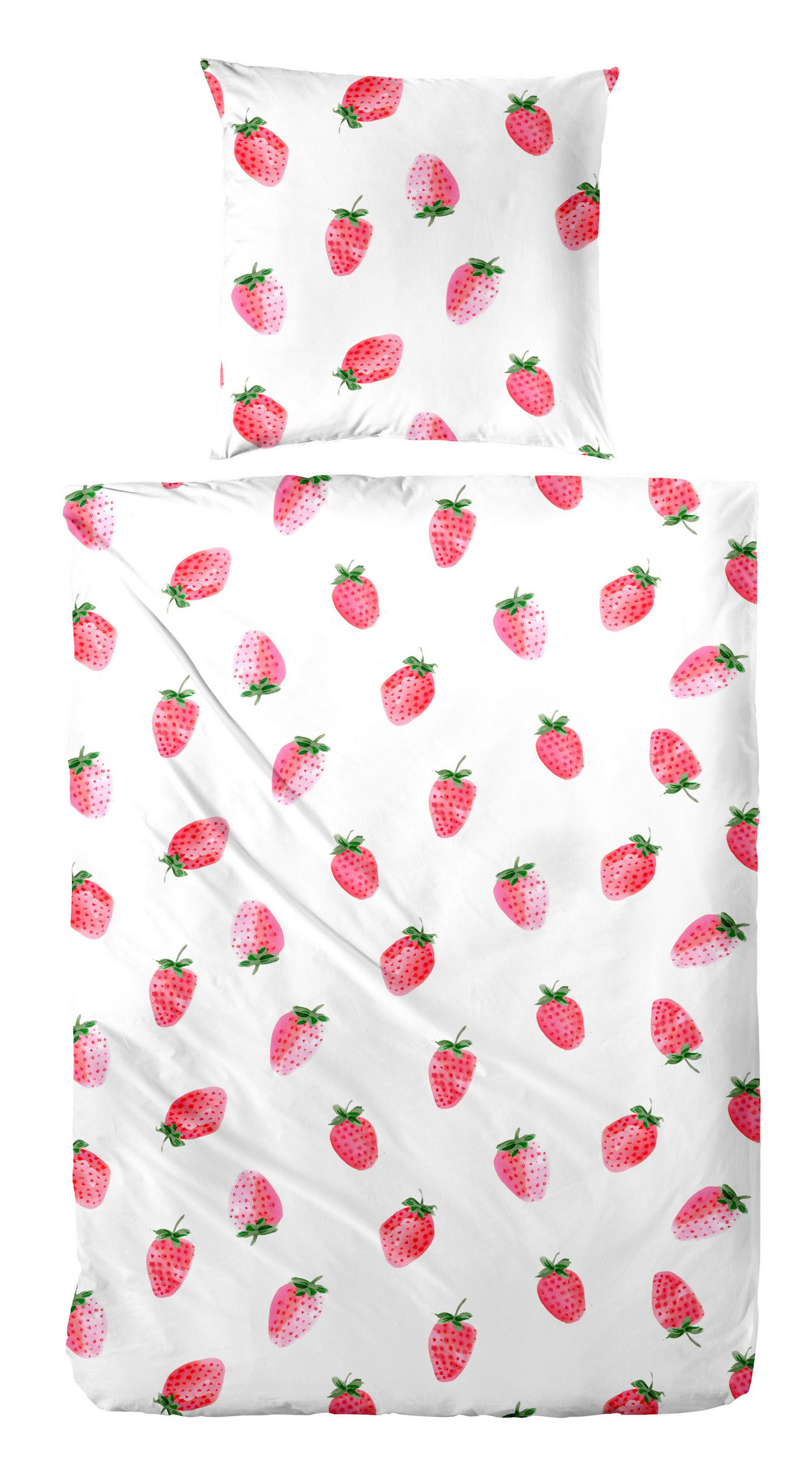 SEERSUCKER-BETTWÄSCHE 135x200 aus 100% Baumwolle, Sommer Bettbezug Bügelfrei 135 x 200 Erdbeeren - Rot, Textil (135/200cm) - Carpe Sonno