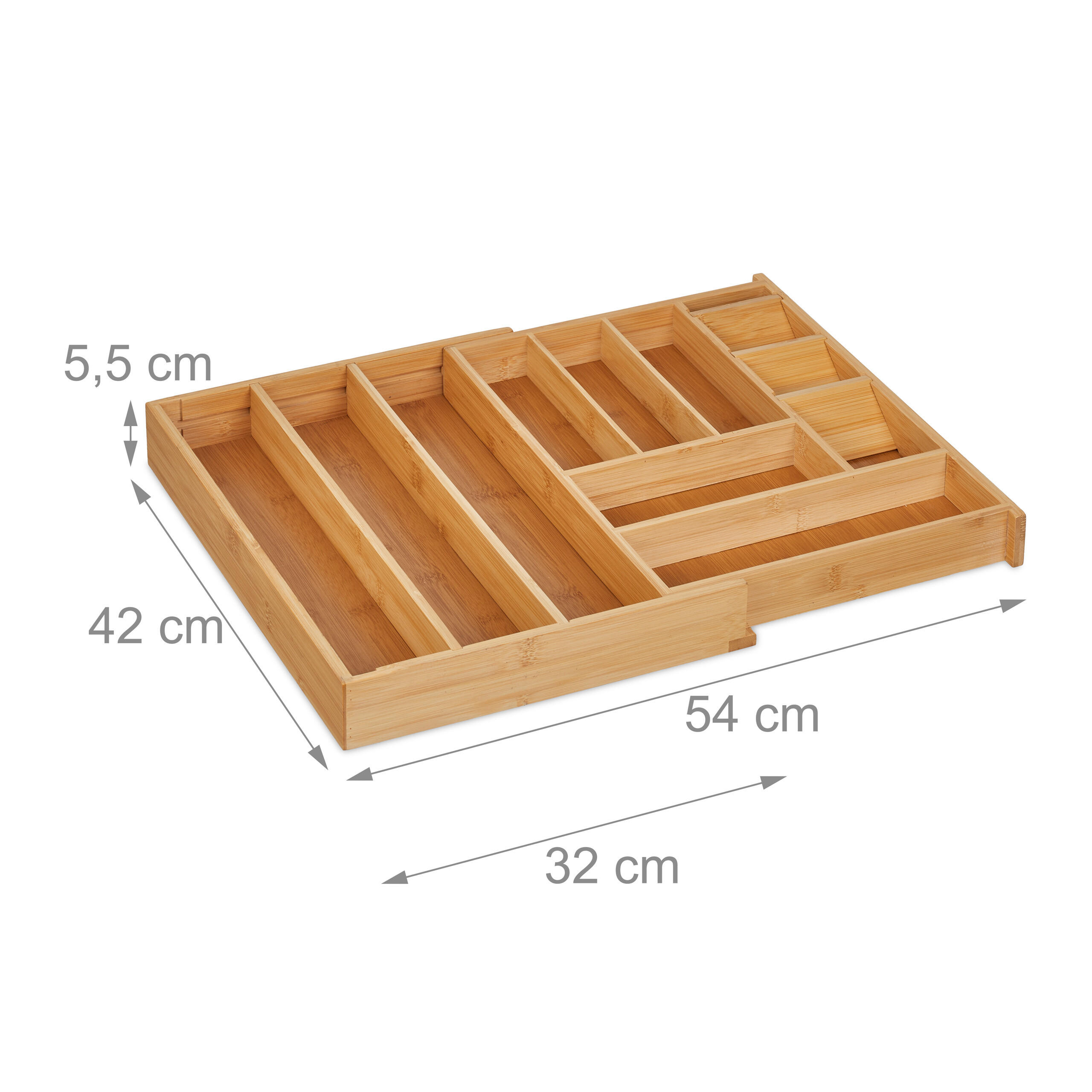 BESTECKKASTEN - Hellbraun, Holz/Holzwerkstoff (54/5.5/42cm) - Relaxdays
