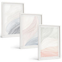BILDER SET 3er Set - 40x60 cm Weißer Rahmen - Abstrakte Wellen, Karton, Pastell - Weiß, Kunststoff (40/60cm) - TULUP