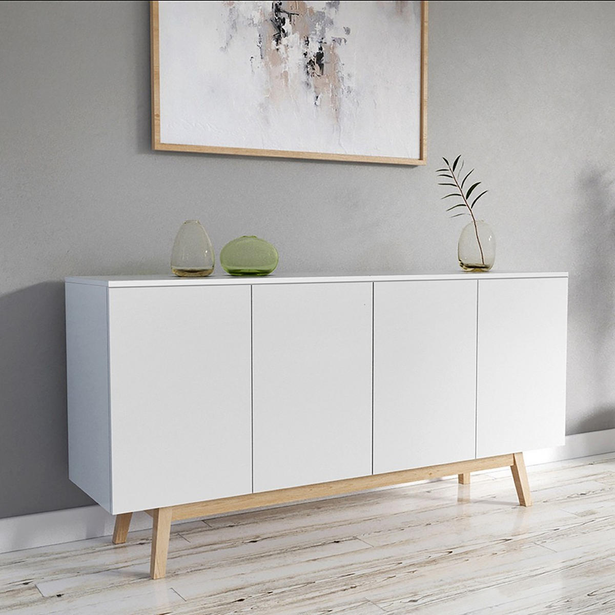 SIDEBOARD HOME/ 4 Türen + 2 Schubladen - Weiß - Weiß, Holzwerkstoff (160/80/42cm) - Weber Industries