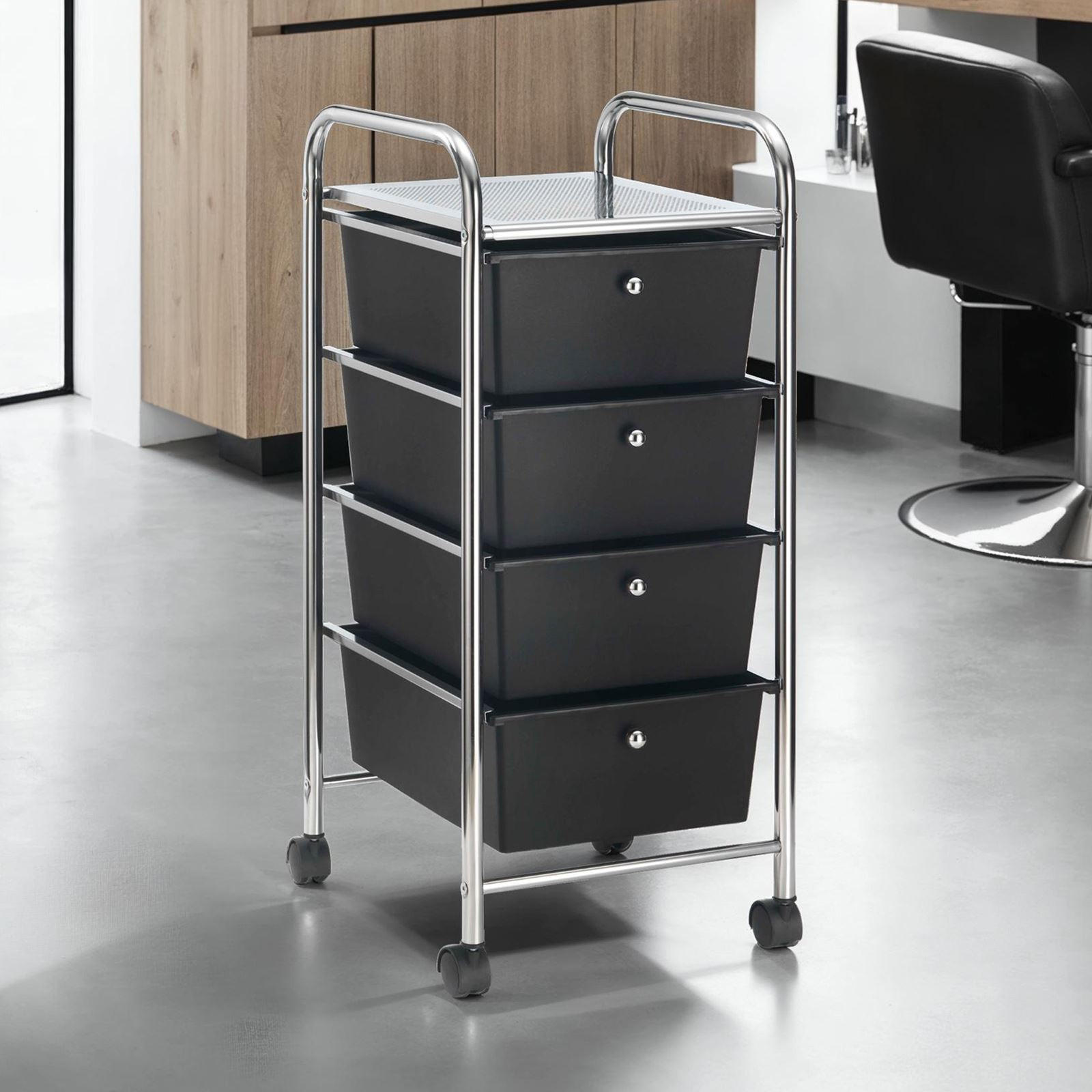 BADROLLWAGEN GINA - Schwarz, Kunststoff/Metall (33/79/39cm) - IDIMEX