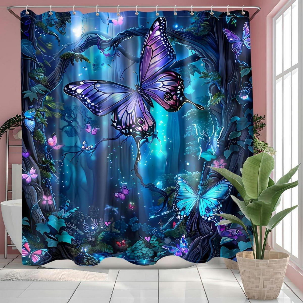 DUSCHVORHANG 200 x 200 cm mit 12 Haken - Multicolor, Textil (200/200cm)