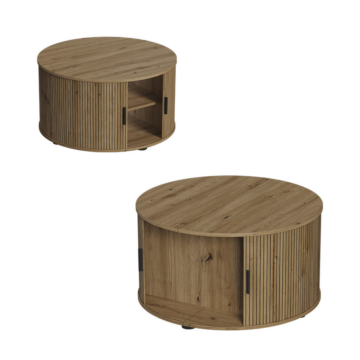 COUCHTISCH Selva Eiche 80 x 80 cm mit Schiebtür - Eichefarben, Holzwerkstoff (80/80/45cm) - Vicco