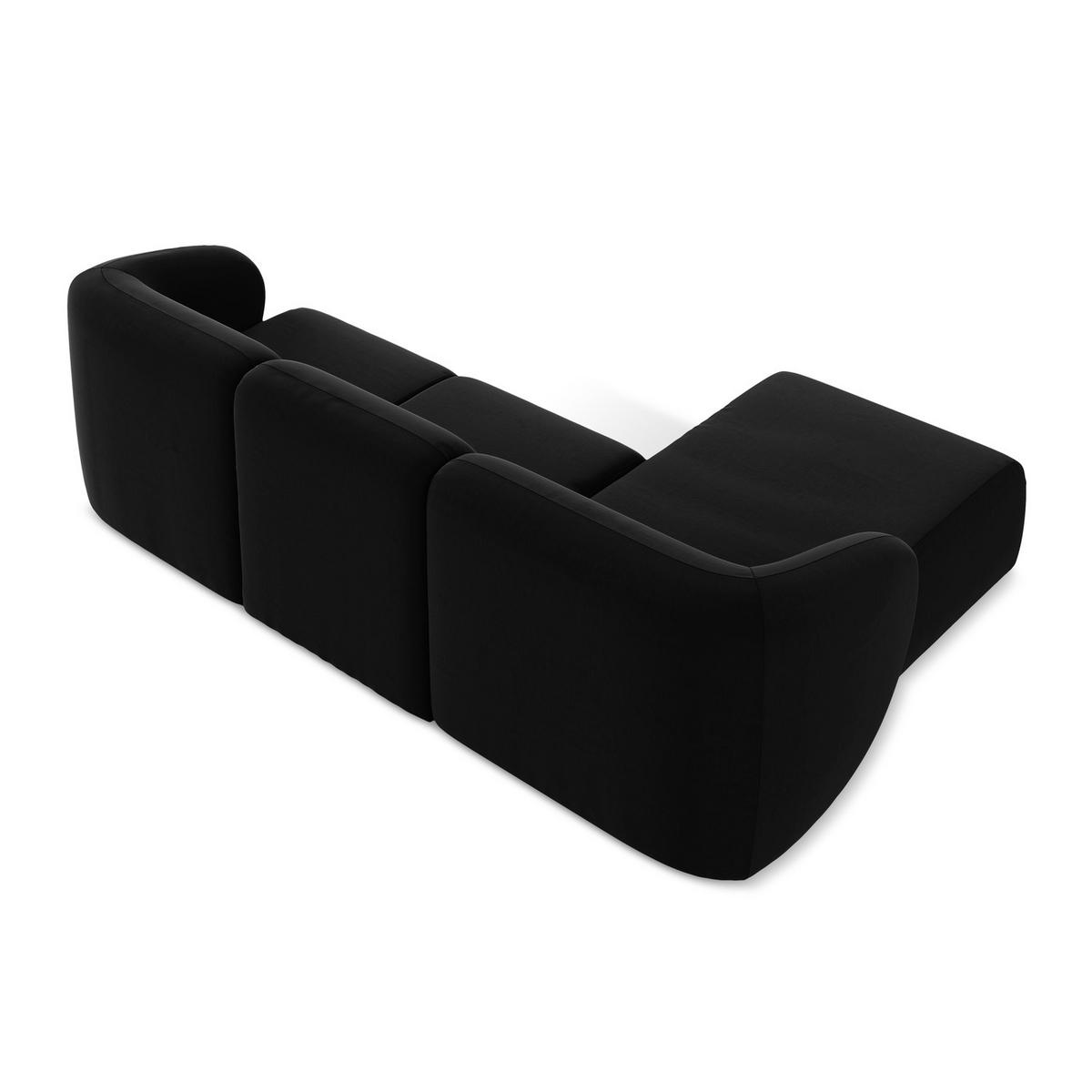 ECKSOFA Links Samt Stoff Schwarz - Schwarz, Holzwerkstoff/Kunststoff (248/166cm) - LaMiaSofa