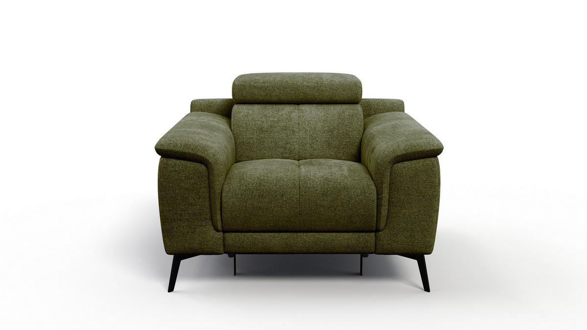 SESSEL FIERO mit Relaxfunktion, olivgrün - Schwarz/Olivgrün, Holzwerkstoff/Textil (114/82/103cm) - Courtois Laville
