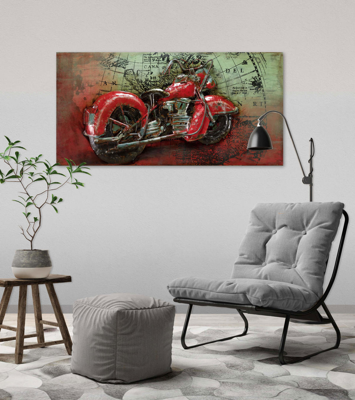 METALLBILD Rot 100/50 cm - Rot/Grün, Metall (4.8/50cm) - KUNSTLOFT