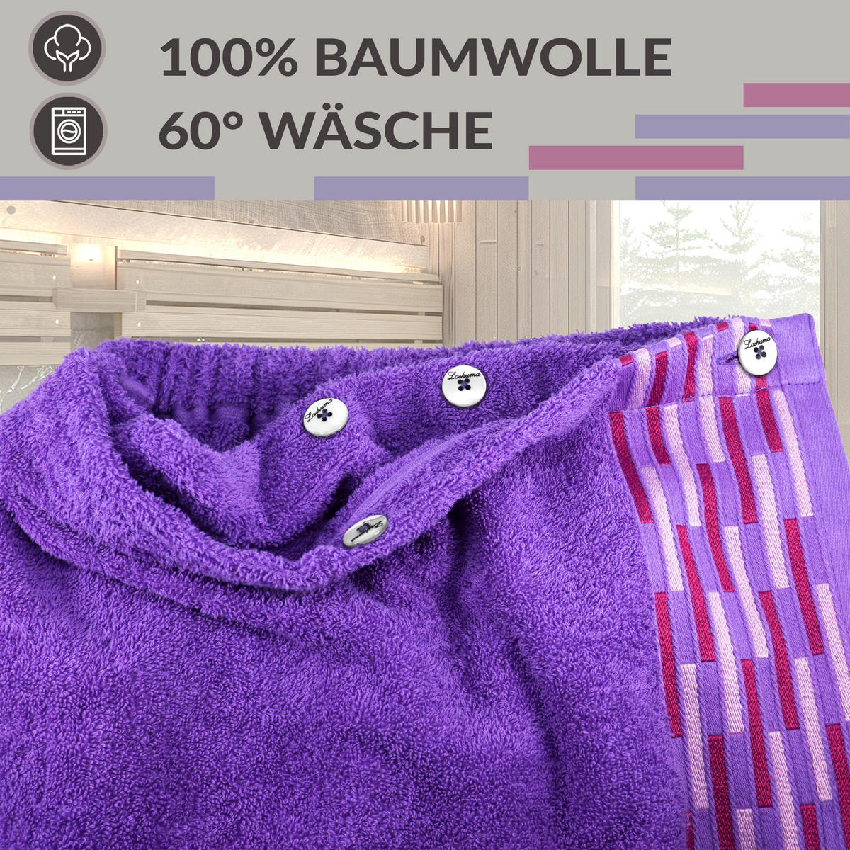 SAUNAKILT Dame Lugano Lila - Lila, Textil (150/75cm) - Lashuma