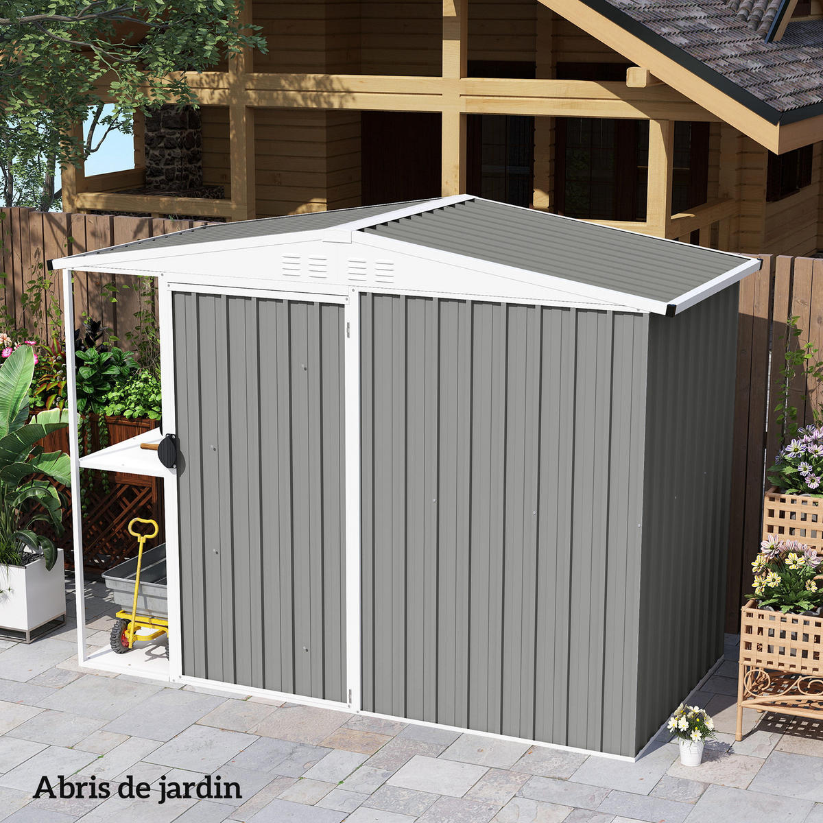 GERÄTEHAUS Hellgrau wasserdicht Metall 12er-Set 129/45/0.03 cm - Hellgrau, Metall (129/45cm) - PANGIVO