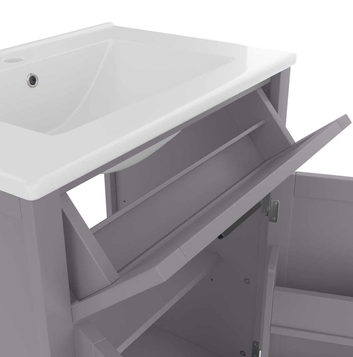 WASCHTISCHKOMBI 60/46/84,8 cm Grau aus Keramik und MDF mit Waschbecken - Grau, Holzwerkstoff (60/84.8/46cm) - OKMYHOME