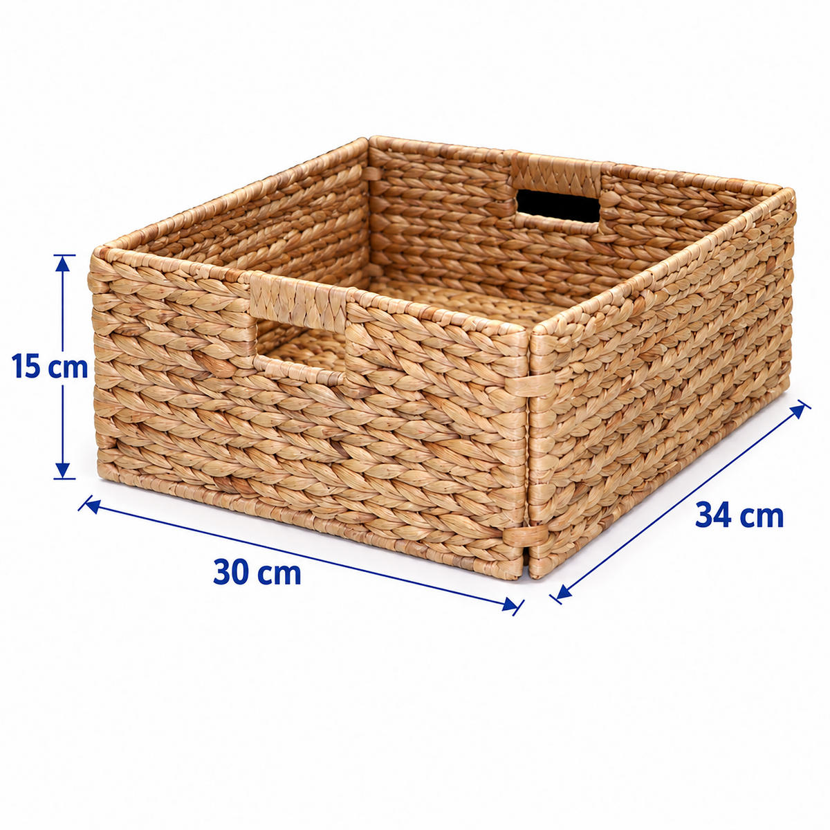 KOŠ Přírodní 4dílné-Set vodní hyacint - světle hnědá, kov/textil (30/34/15cm) - Relaxdays