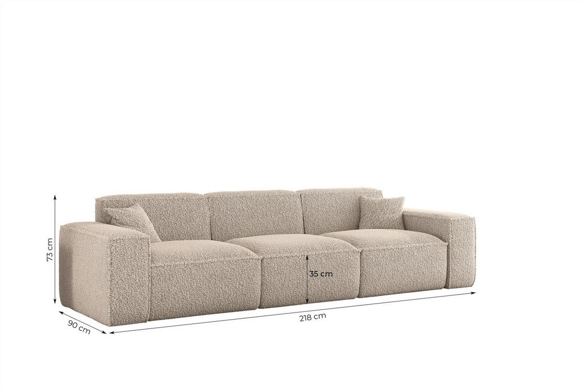 SOFASET Celes Premium 3-2-1 In Sven - Blau, Holzwerkstoff/Textil (218/73/90cm) - Fun Möbel